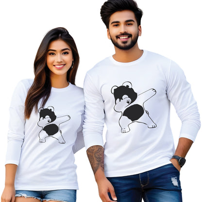 Full sleeve Dapping Panda printed couple T Shirt