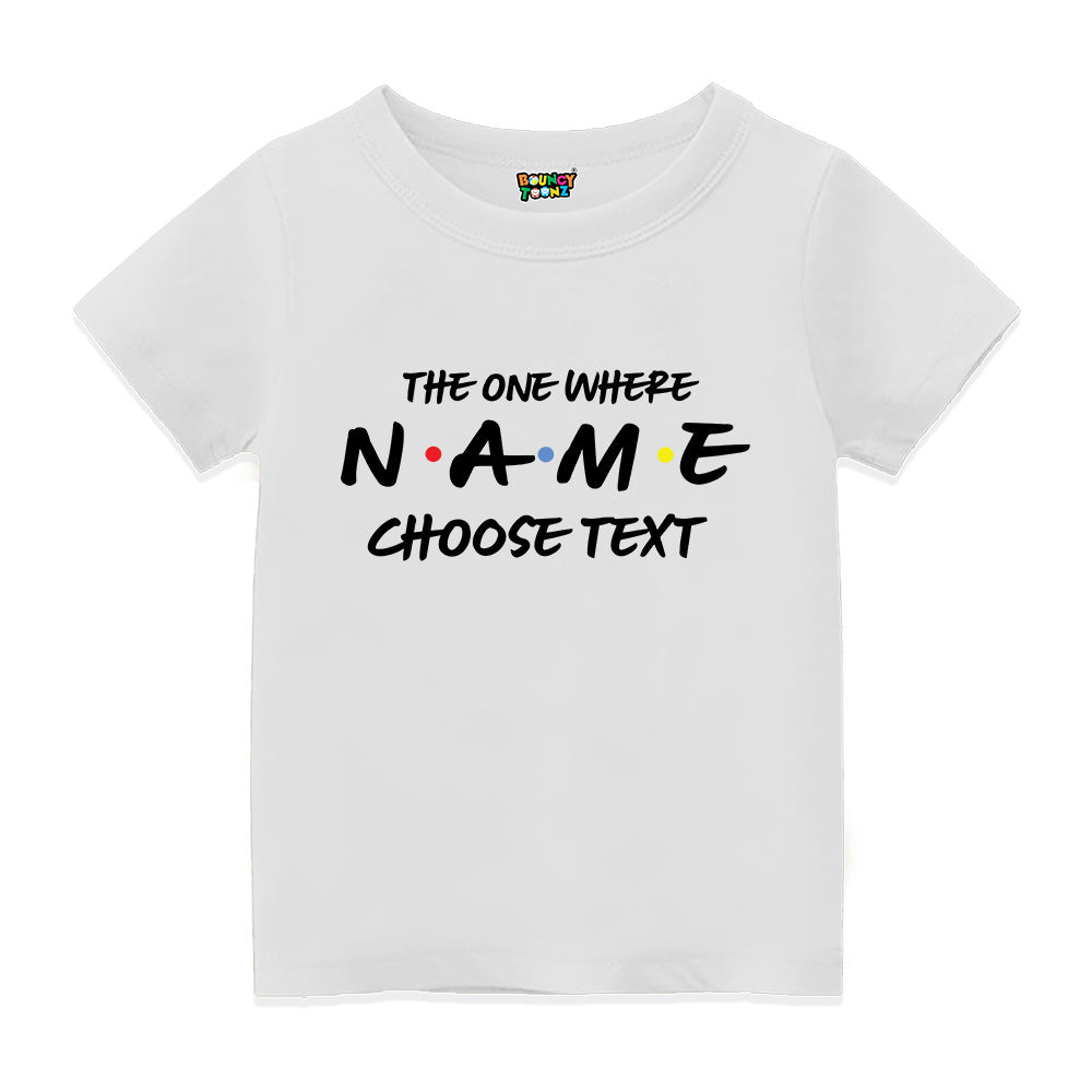 name printed t shirt for kids white