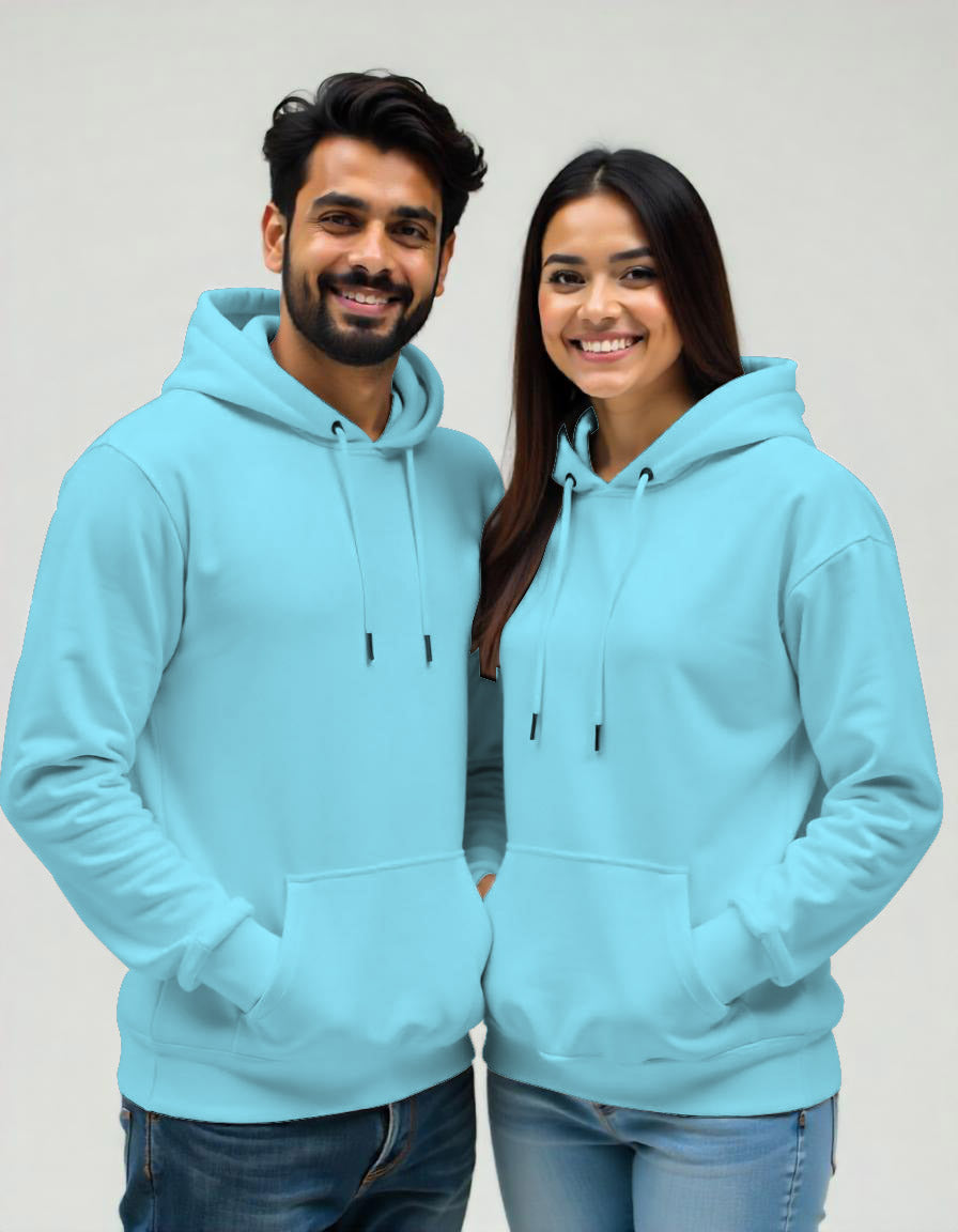 Couple Hoodies - Plain Aquablue