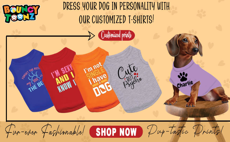 Jopo Cotton Dog Photo  printed T-Shirt for All Medium Size Breeds | Ultra Soft & Lightweight Casual Pet T shirt