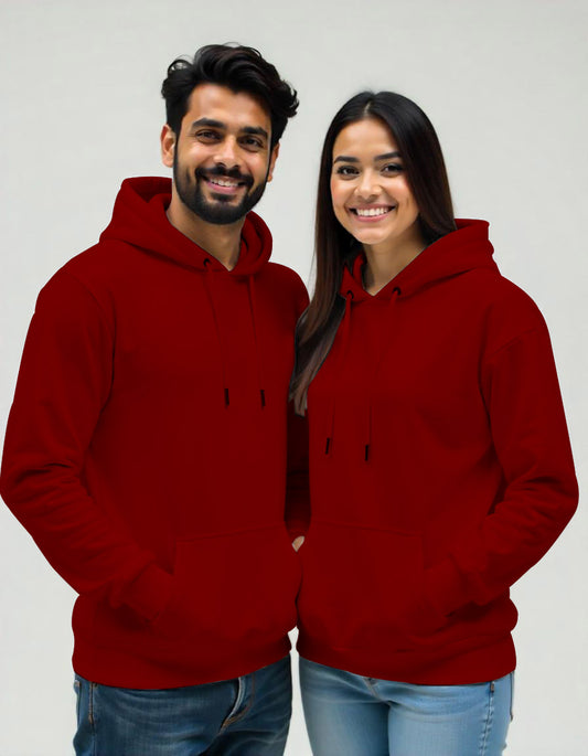 Bright Red Couple Hoodies