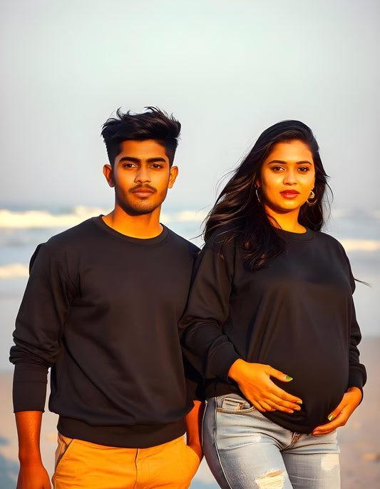 Plain Oversized Couple Sweatshirts - Maternity Couple Photoshoots