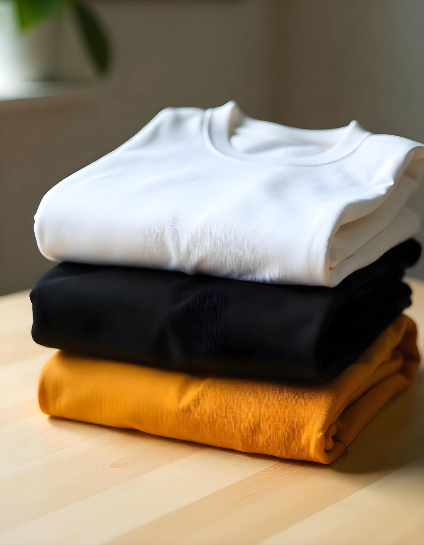 White-Black-Mustard Plain Tshirts 3pc Combo Pack