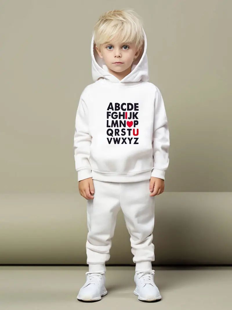 Alphabets hoodie kids white