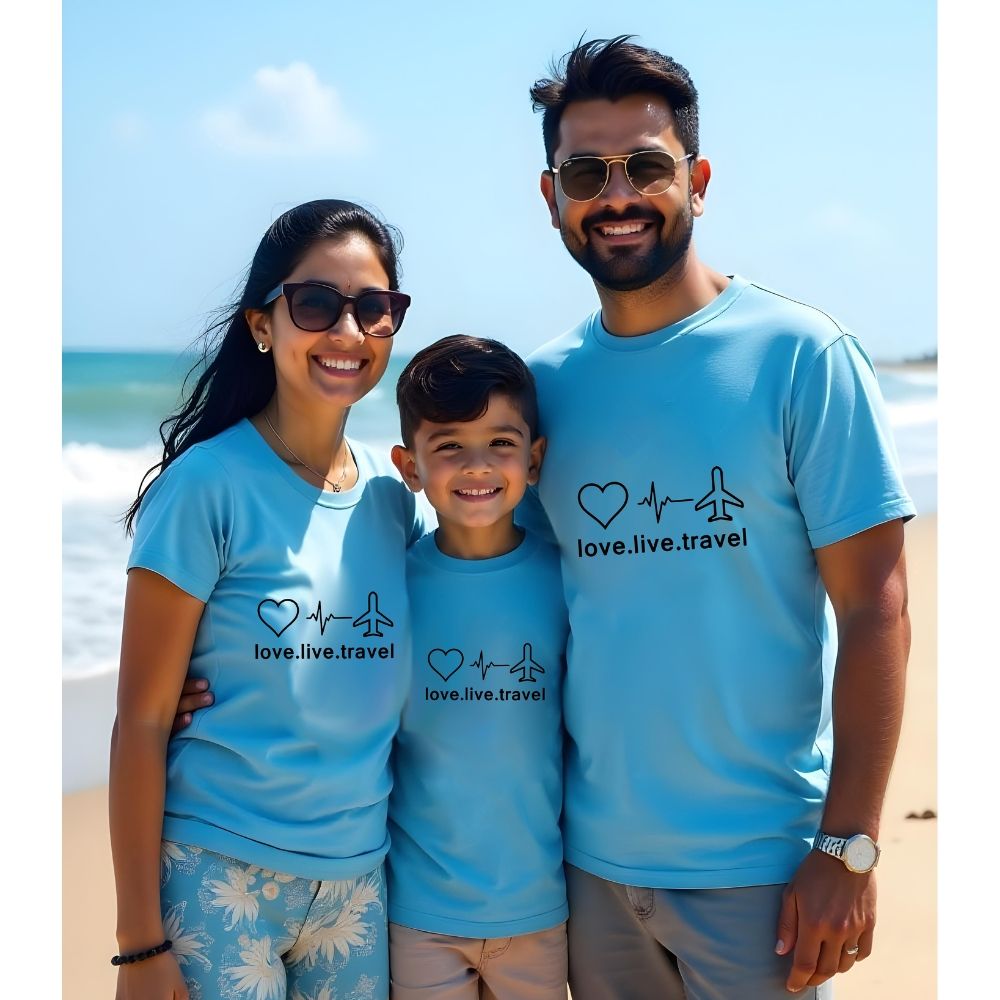 family trip t shirt aquablue