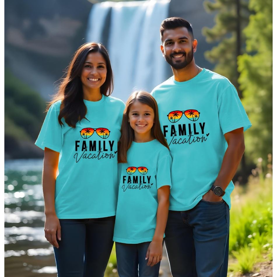 t shirt for family aquablue