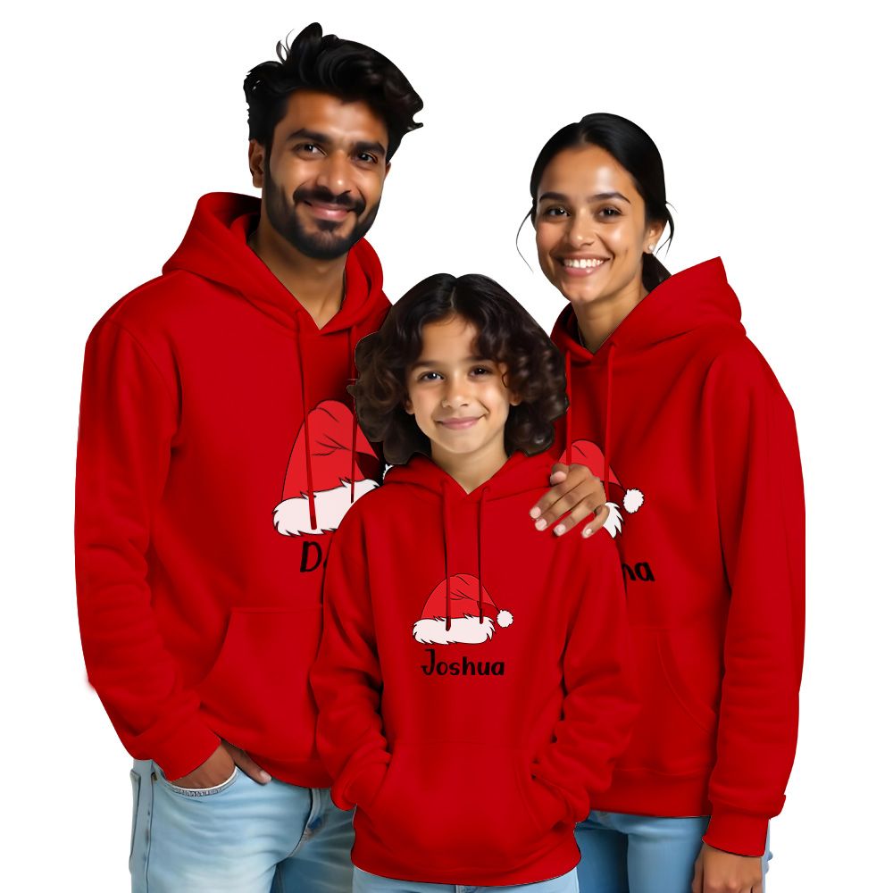 Customised Christmas Hat Family Hoodies