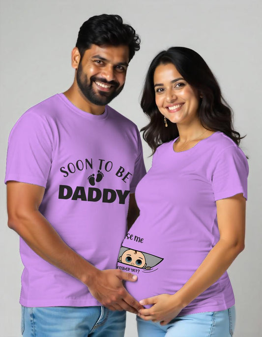 Soon to be Dad Excuse Me Peek-a-Boo Maternity Couple Tshirt