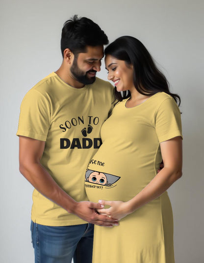 Soon to be Dad Peek a Boo Maternity Couple Tshirt Dress