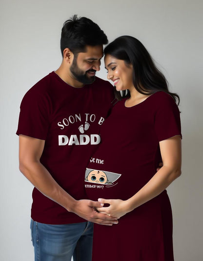 Soon to be Dad Peek a Boo Maternity Couple Tshirt Dress