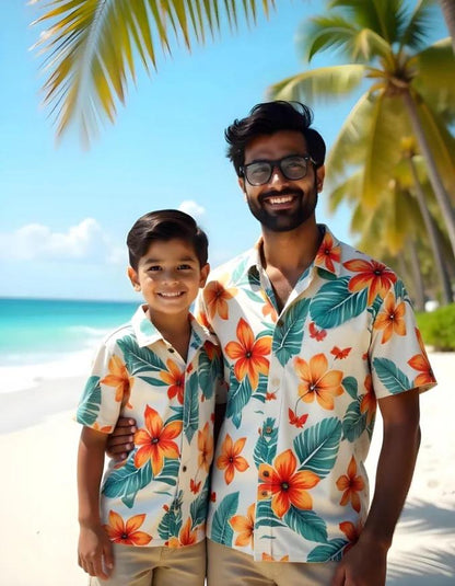 Dad and Kids Twinning Tropical Shirts