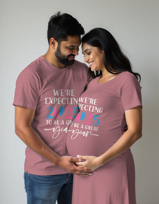 Expecting 2025 Maternity Couple Tshirt and Tshirt Dress