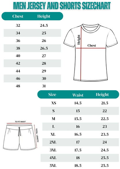 men jersey shorts sizechart