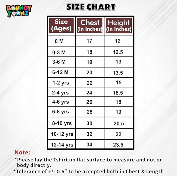 kids size chart