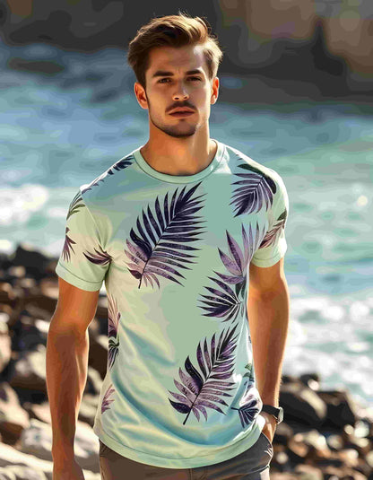 Men Tropical Soft Cotton Blend Tshirt