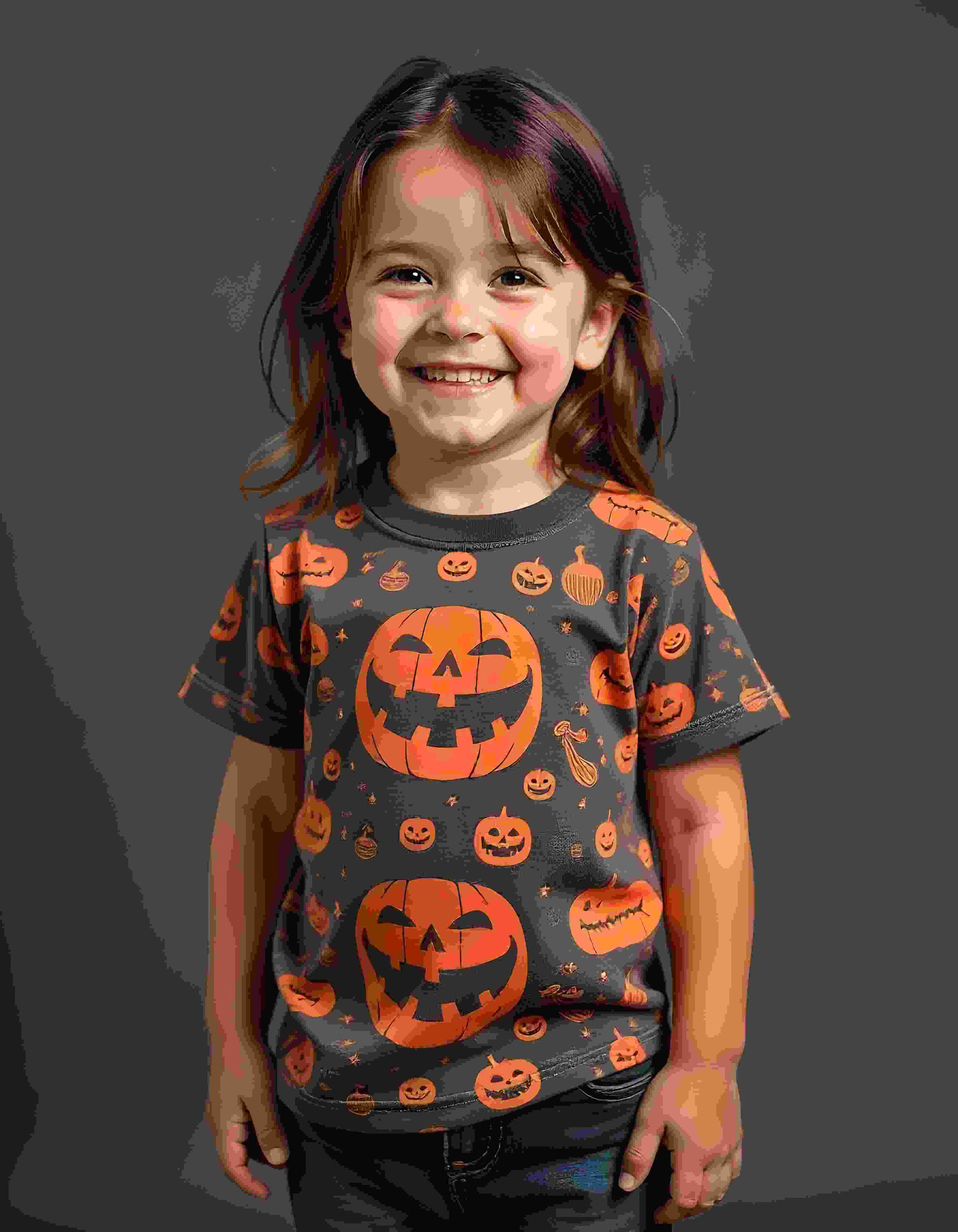 Pumpkin face halloween print t shirt