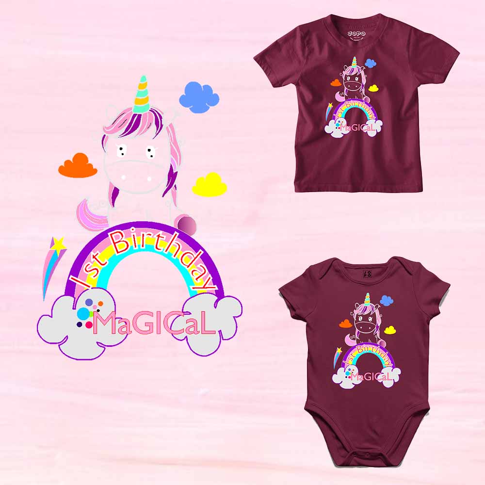 1st Birthday Unicorn Design kids T-shirt/Romper