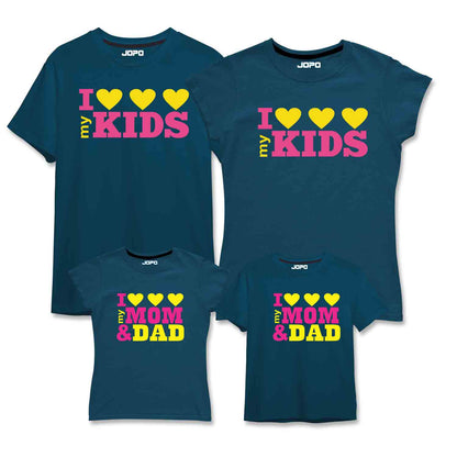 I Love My Kid, Mom Dad Matching Family T-Shirts Set of 3  and 4