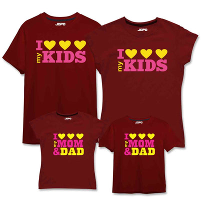 I Love My Kid, Mom Dad Matching Family T-Shirts Set of 3  and 4