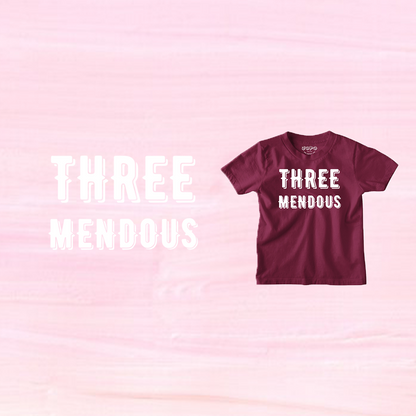 Three Mendous Birthday Theme Kids T-shirt