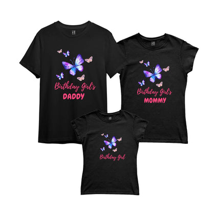 Butterfly Theme Matching Family T-Shirts Set of 3 and 4 for Mom, Dad, Son & Daughter