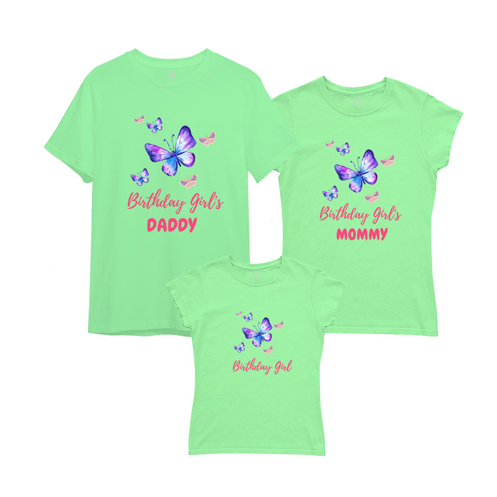 Butterfly Theme Matching Family T-Shirts Set of 3 and 4 for Mom, Dad, Son & Daughter