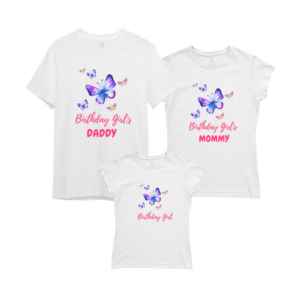 Butterfly Theme Matching Family T-Shirts Set of 3 and 4 for Mom, Dad, Son & Daughter