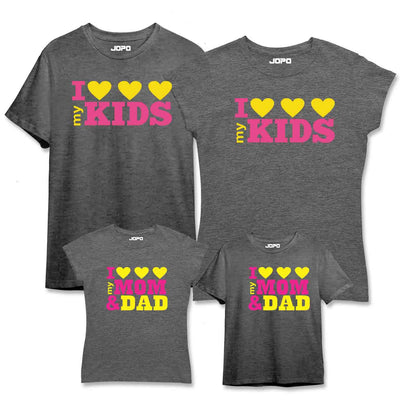 I Love My Kid, Mom Dad Matching Family T-Shirts Set of 3  and 4