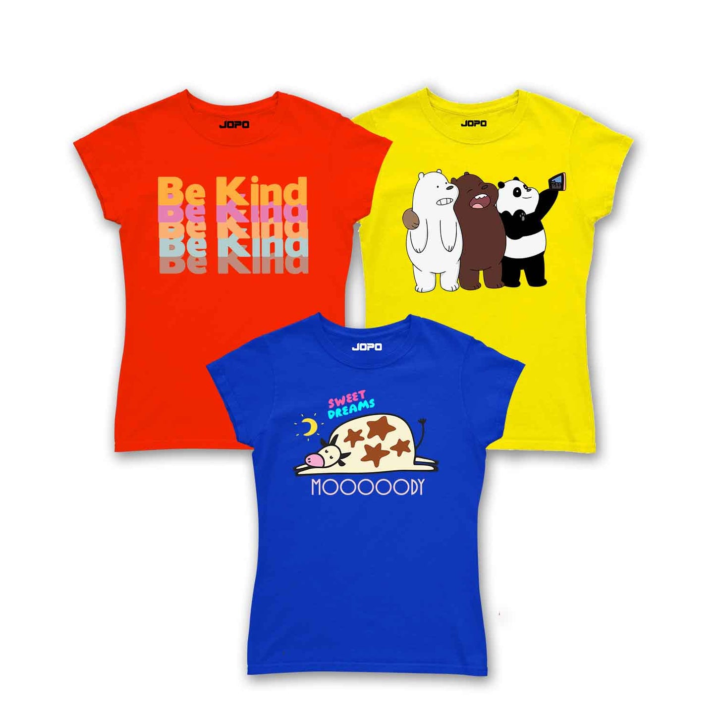 Girls Printed Multi Tshirt 3pc Combo Pack1