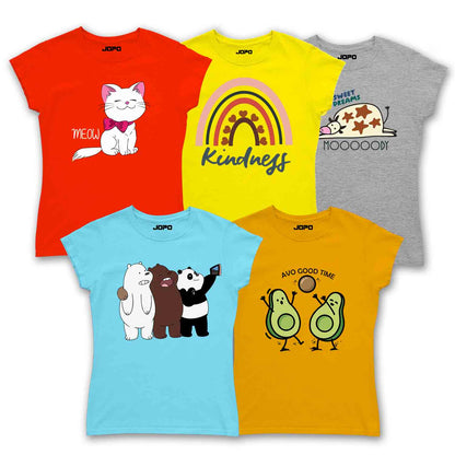 5pc Girls Printed Tshirt Combo Pack 1