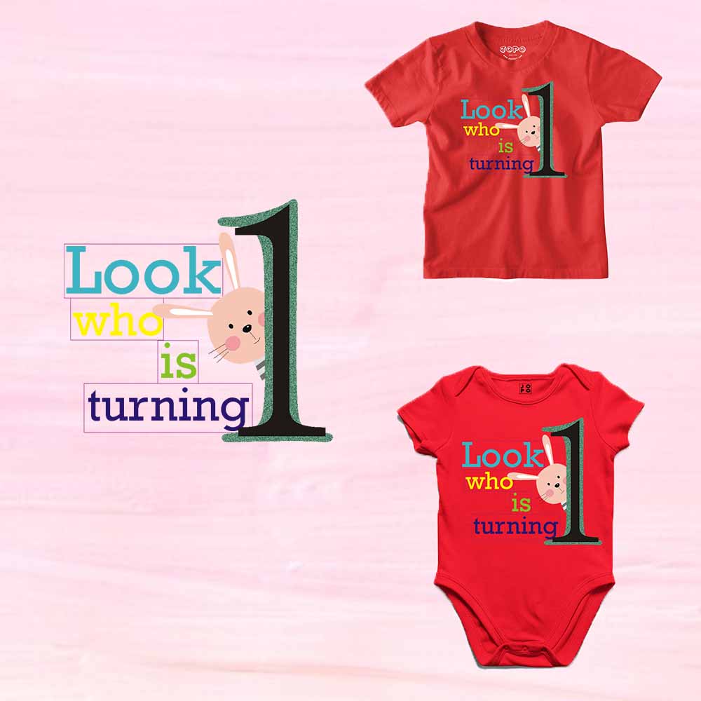 Look Who is Turning 1 Printed Design T-shirt/Romper