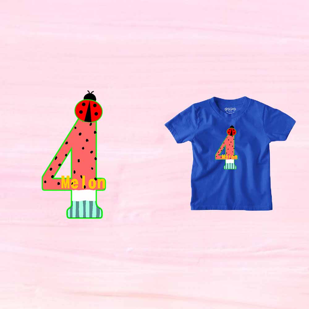 Watermelon designed 4rd Birthday Theme Kids T-shirt