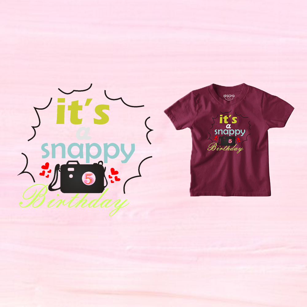 Snappy Camera Designed 5th Birthday Theme Kids T-shirt