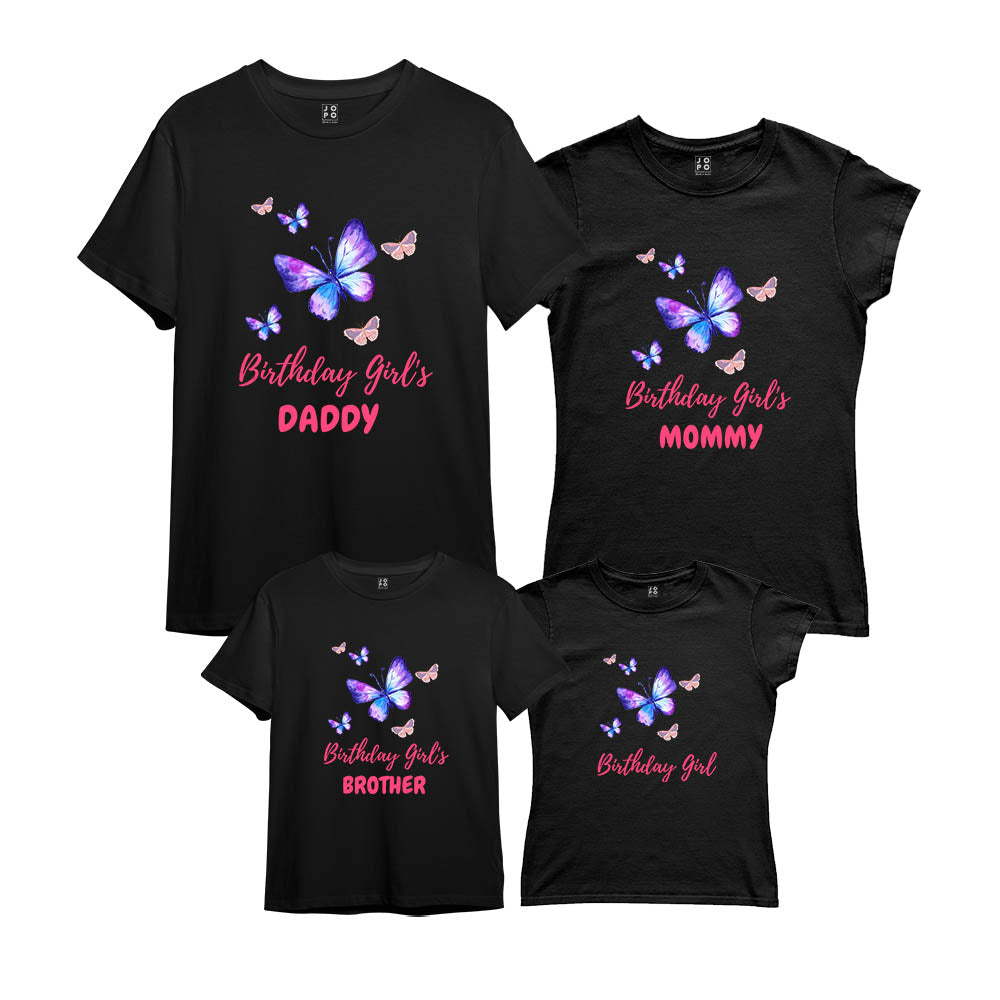 Butterfly Theme Matching Family T-Shirts Set of 3 and 4 for Mom, Dad, Son & Daughter