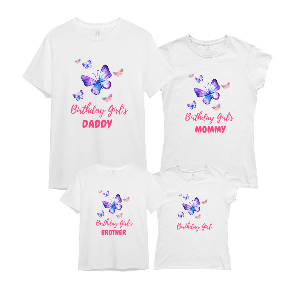 Butterfly Theme Matching Family T-Shirts Set of 3 and 4 for Mom, Dad, Son & Daughter