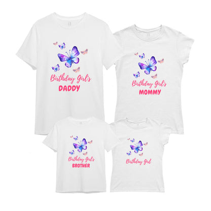 Butterfly Theme Matching Family T-Shirts Set of 3 and 4 for Mom, Dad, Son & Daughter