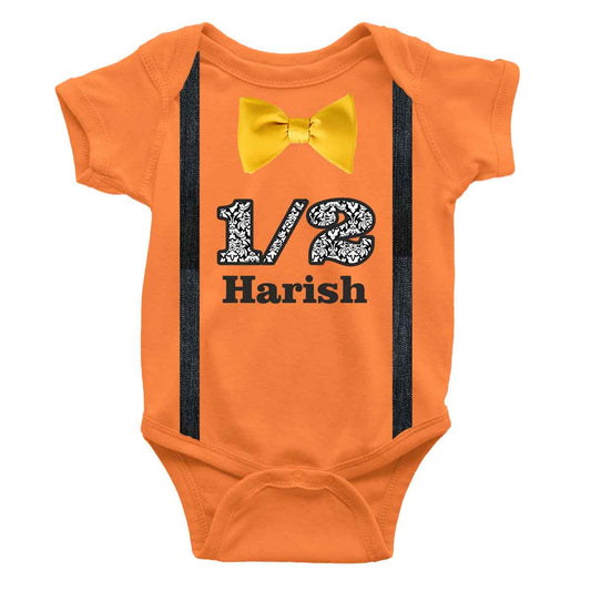 Bow and rope haf birthday BW Romper orange