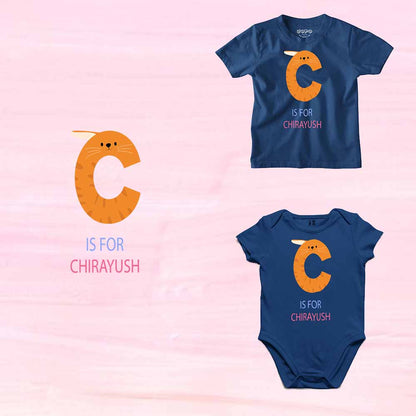 Kid's Alphabet 'C for Chirayush' name Multicolor T-shirt/Romper