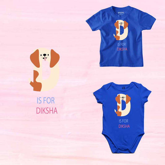 Kid's Alphabet 'D for Diksha' name Multicolor T-shirt/Romper