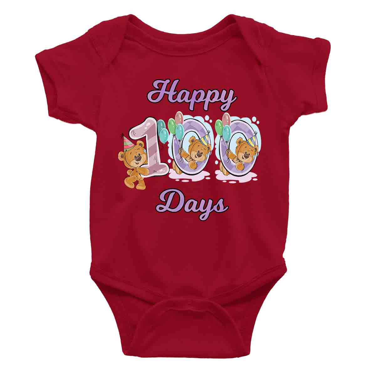 TEDDY HAPPY 100 DAYS ROMPER MAROON