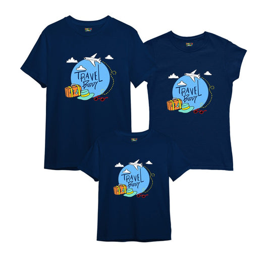 Travel Buddy Matching Family T-Shirts Set of 3 and 4 for Mom, Dad, Son & Daughter