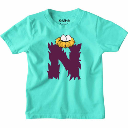 Kid's Alphabet N Nest Design Multicolor T-shirt/Romper