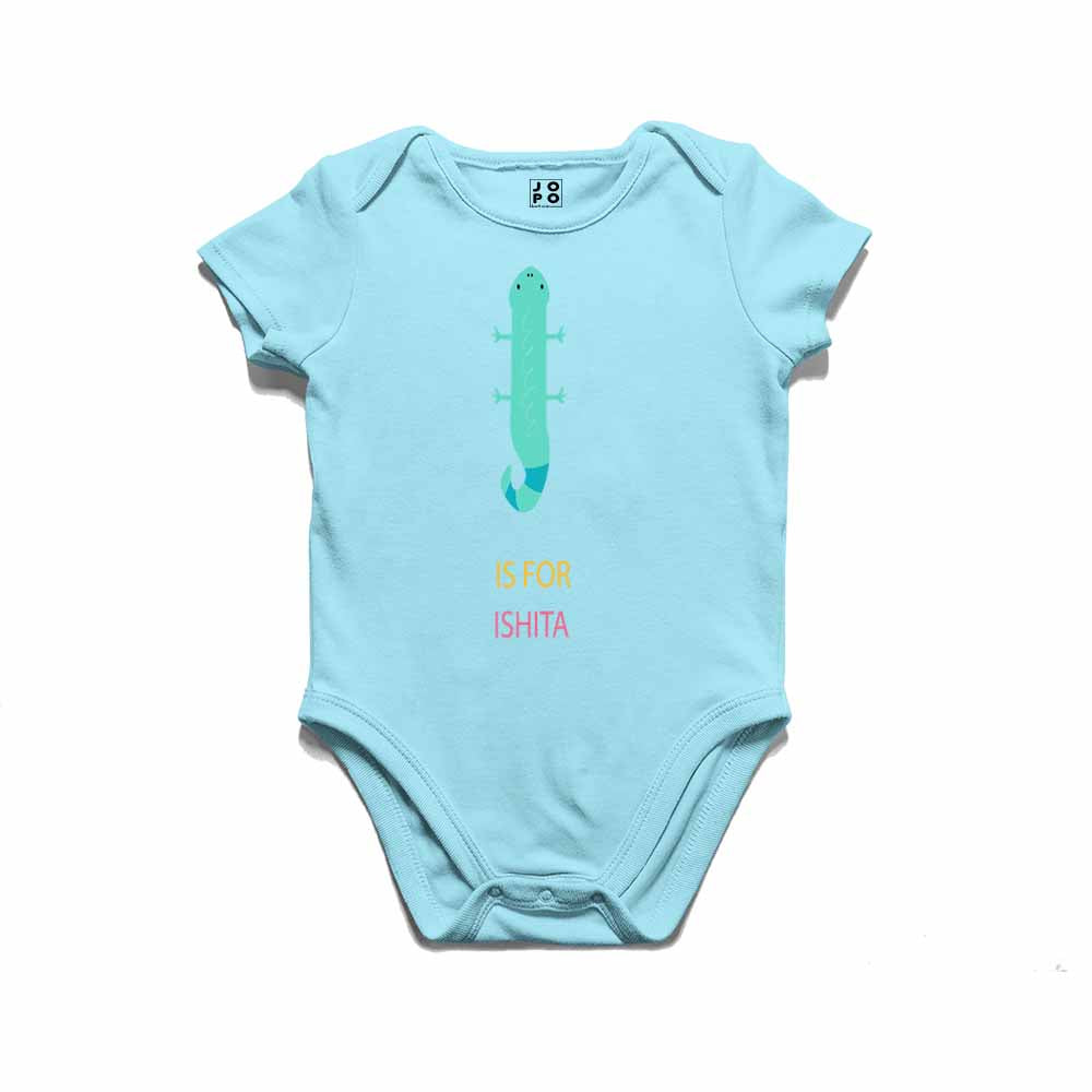 Kid's Alphabet 'I for Ishita' name Multicolor T-shirt/Romper