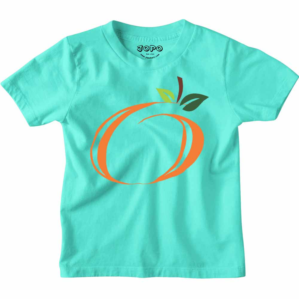 Kid's Alphabet O Orange Design Multicolor T-shirt/Romper