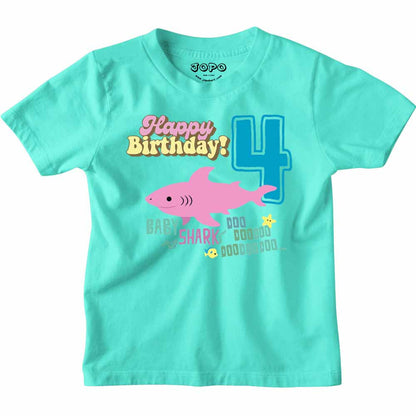 Shark Designed 4th Birthday kids T-shirt/Romper