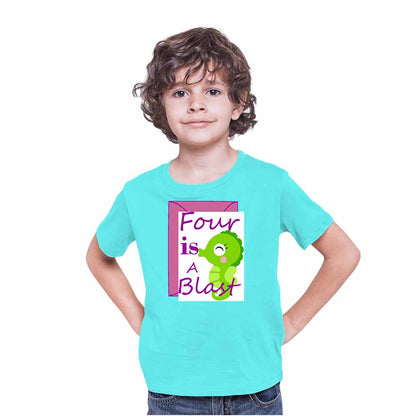 Seahorse designed 4rd Birthday Theme Kids T-shirt