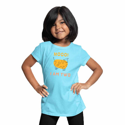 Mooo I Am Two Birthday Theme Kids T-shirt