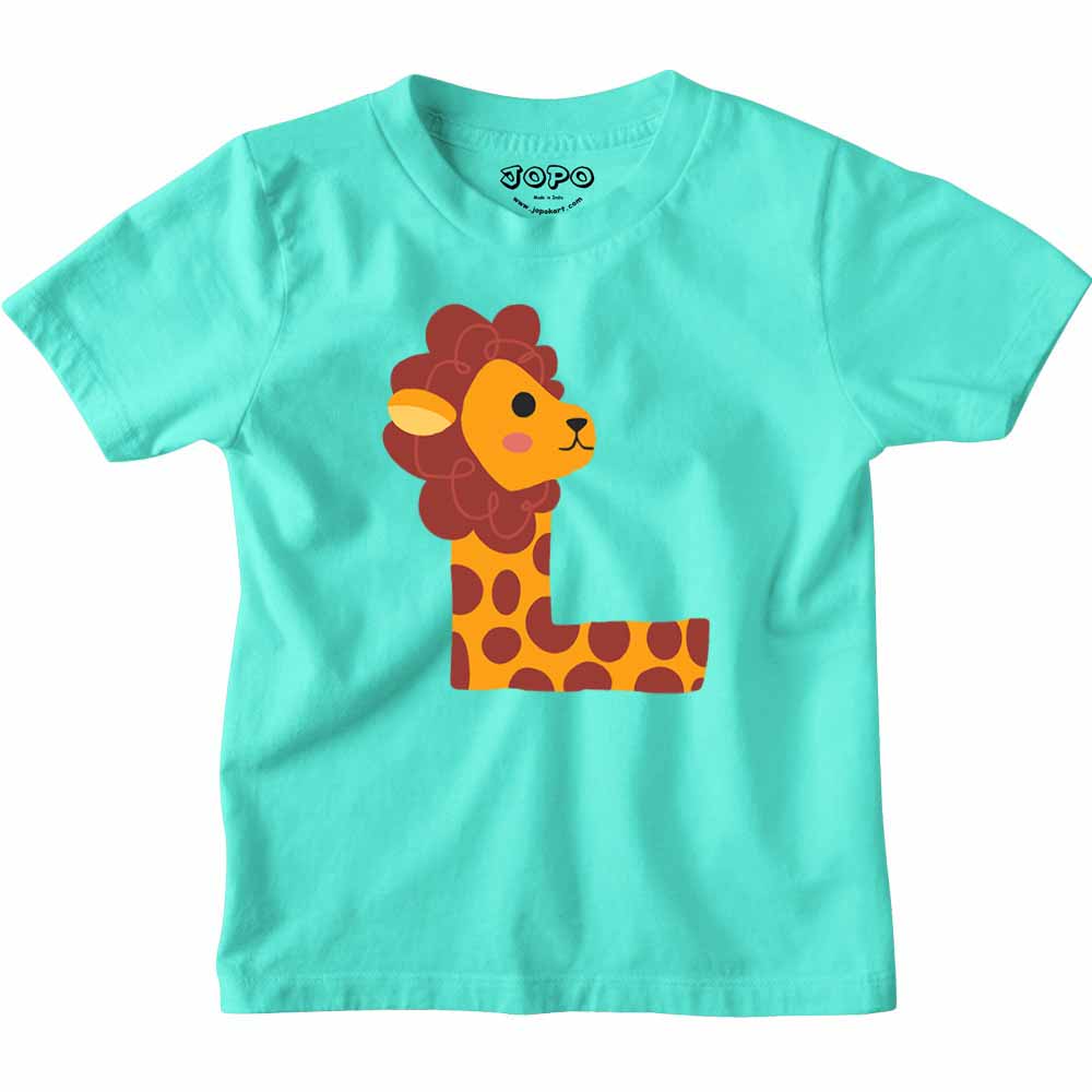 Kid's Alphabet L lion design Multicolor T-shirt/Romper