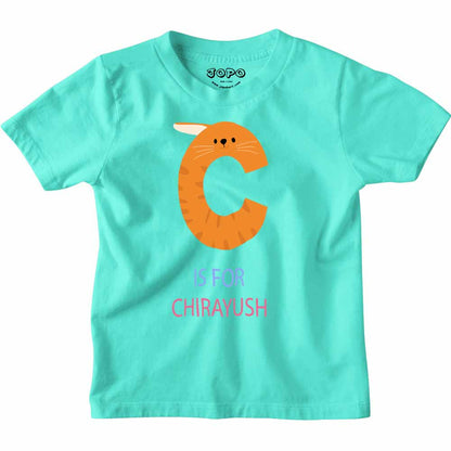 Kid's Alphabet 'C for Chirayush' name Multicolor T-shirt/Romper