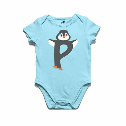 Kid's Alphabet P penguin Design Multicolor T-shirt/Romper